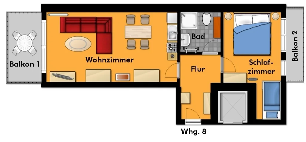 Grundriss der Ferienwohnung Seeadler 08